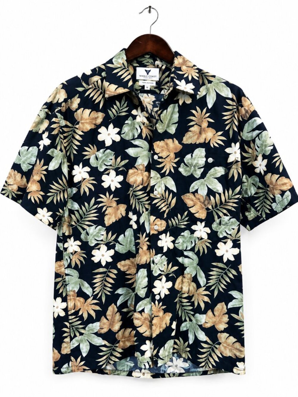 Men's Pierre Cardin Navy Blue Tropical Floral Hawaiian Shirt | Size M